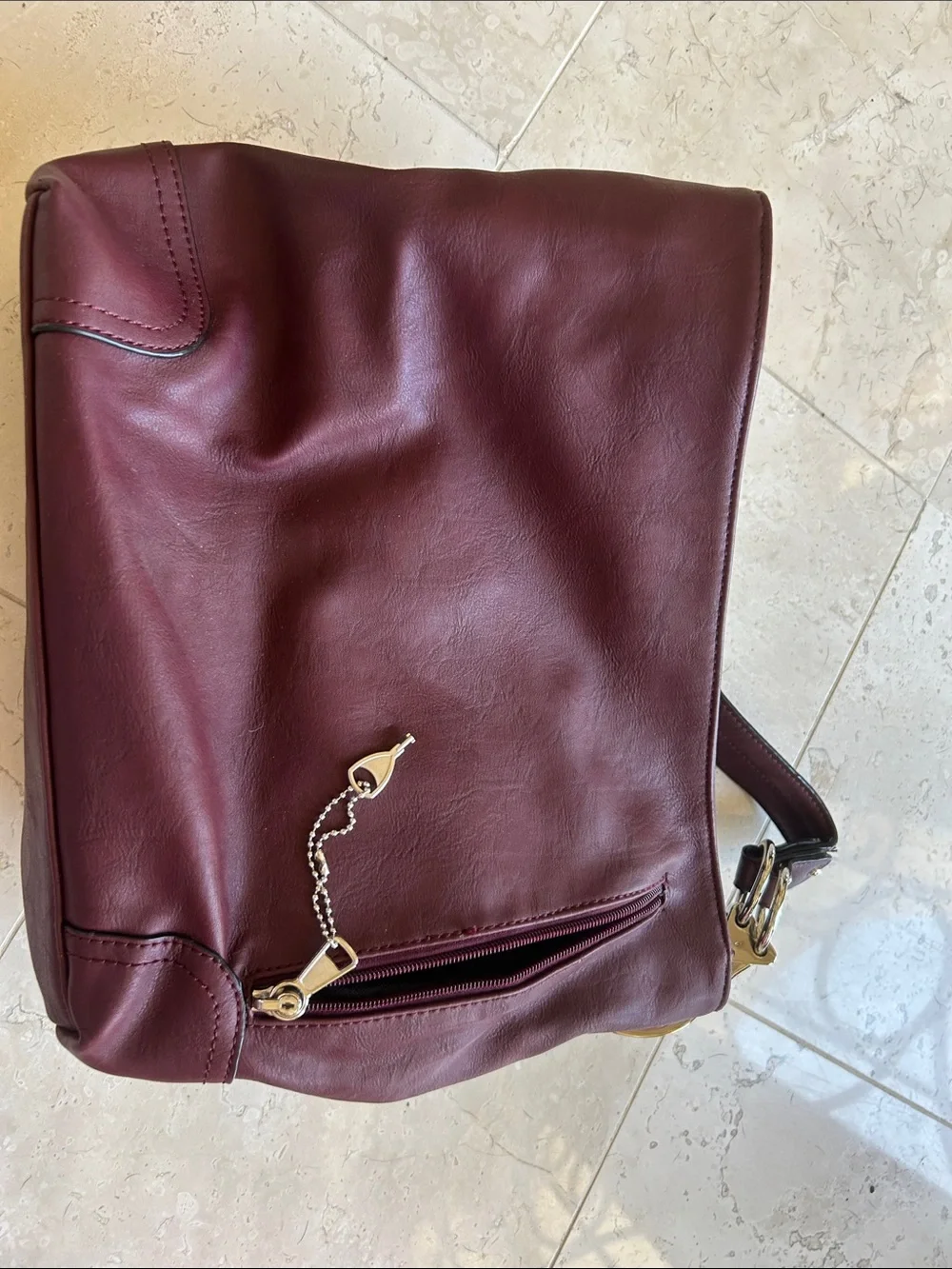 Classic Burgundy Leather Shoulder Bag